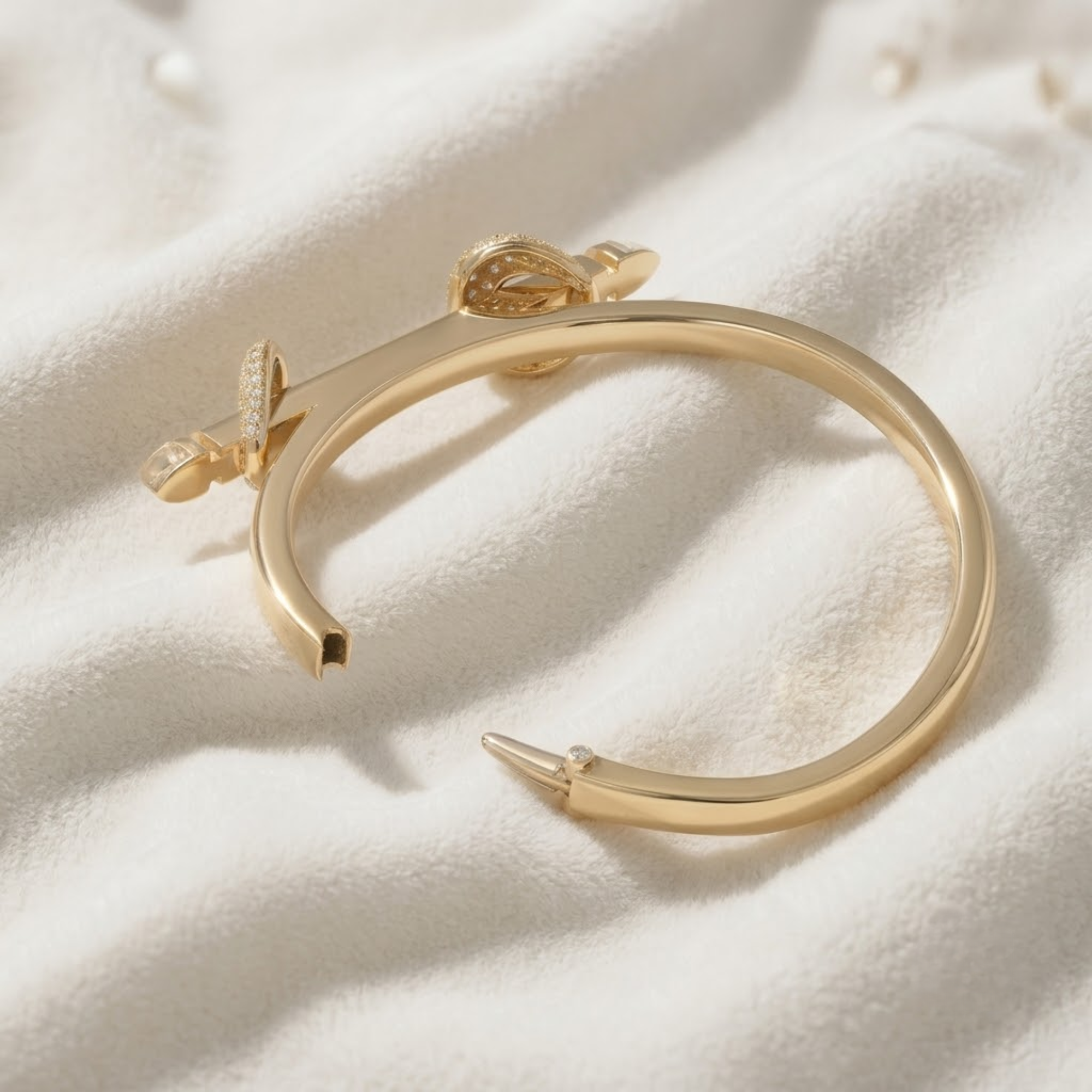 1.10 CTW Diamond Bangle Bracelet, Pave Nail-Inspired Bracelet in 14K Solid Gold