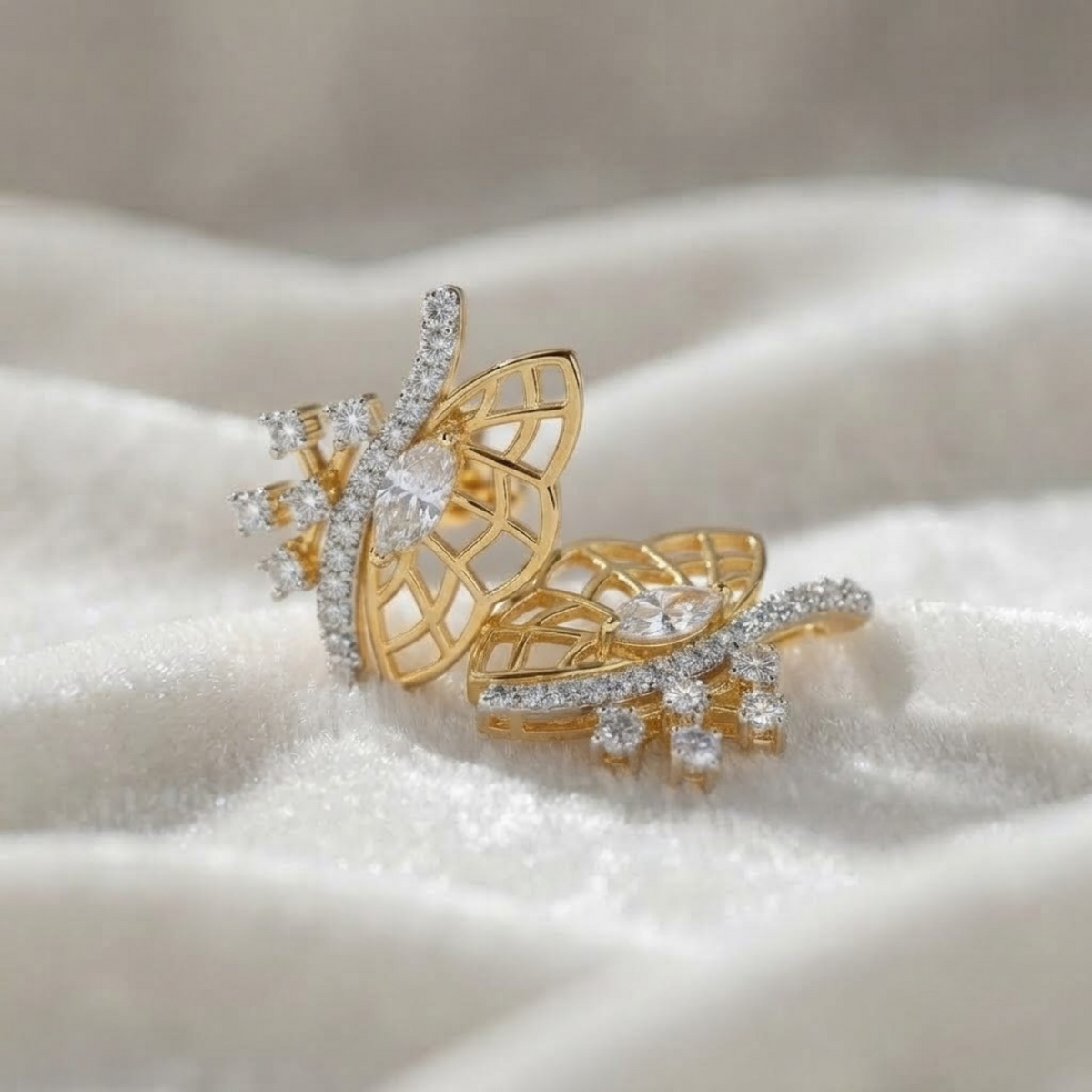Marquise & Round Lab-Grown Diamond Wing Earrings