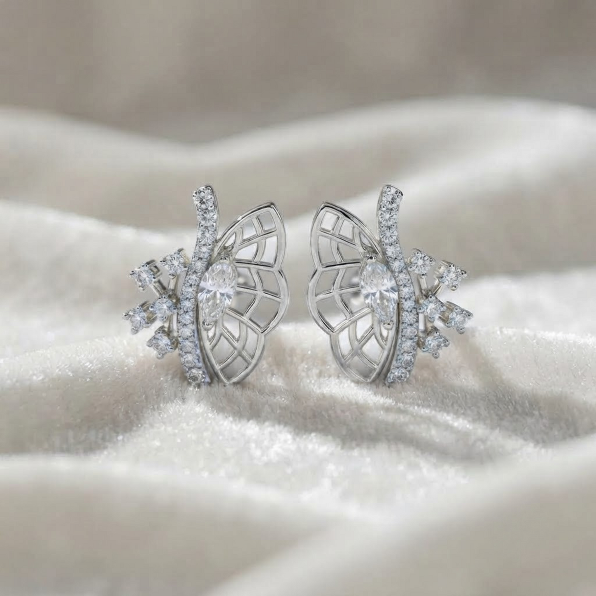 Marquise & Round Lab-Grown Diamond Wing Earrings