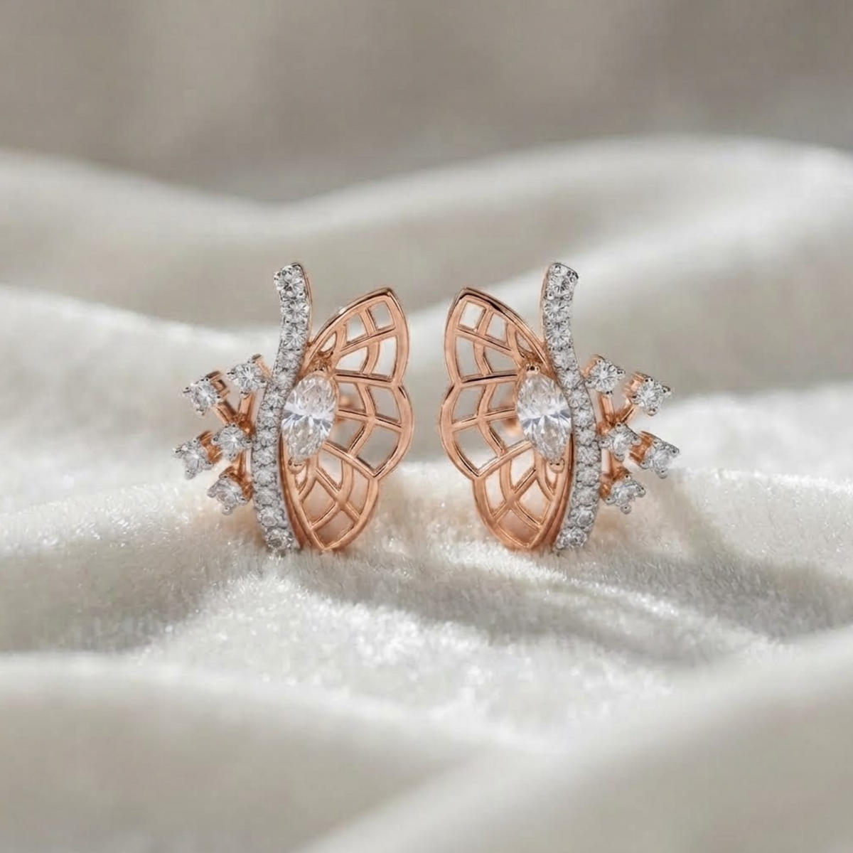 Marquise & Round Lab-Grown Diamond Wing Earrings