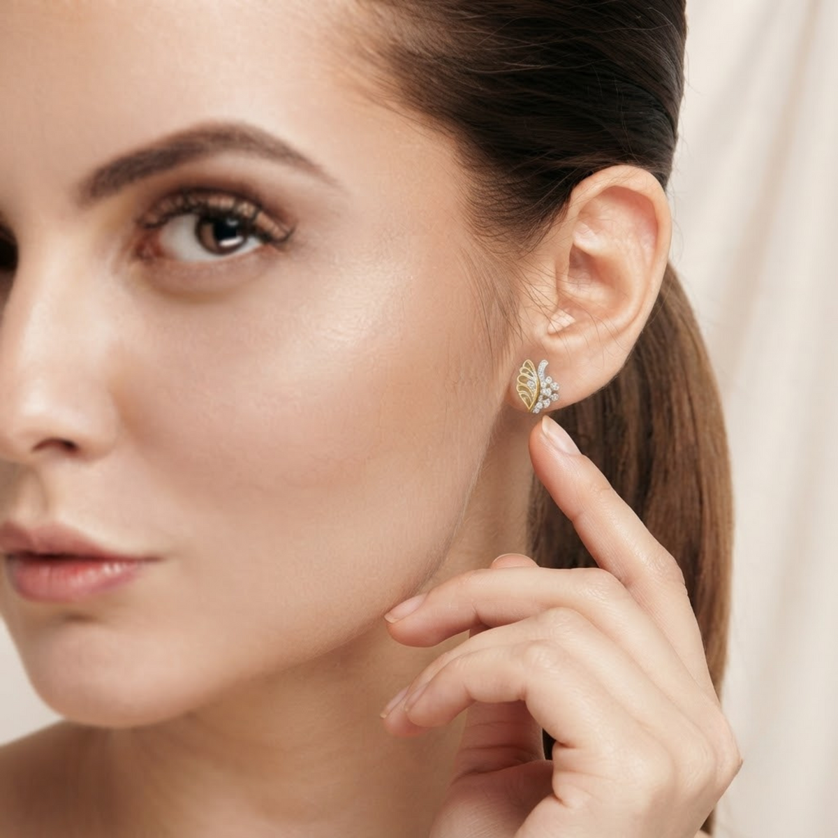 Marquise & Round Lab-Grown Diamond Wing Earrings