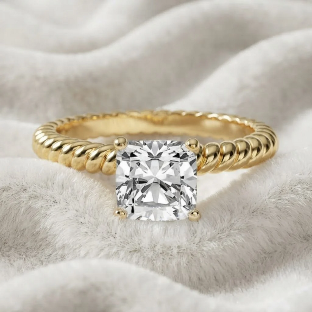 Unique Cushion Cut Diamond Engagement Ring