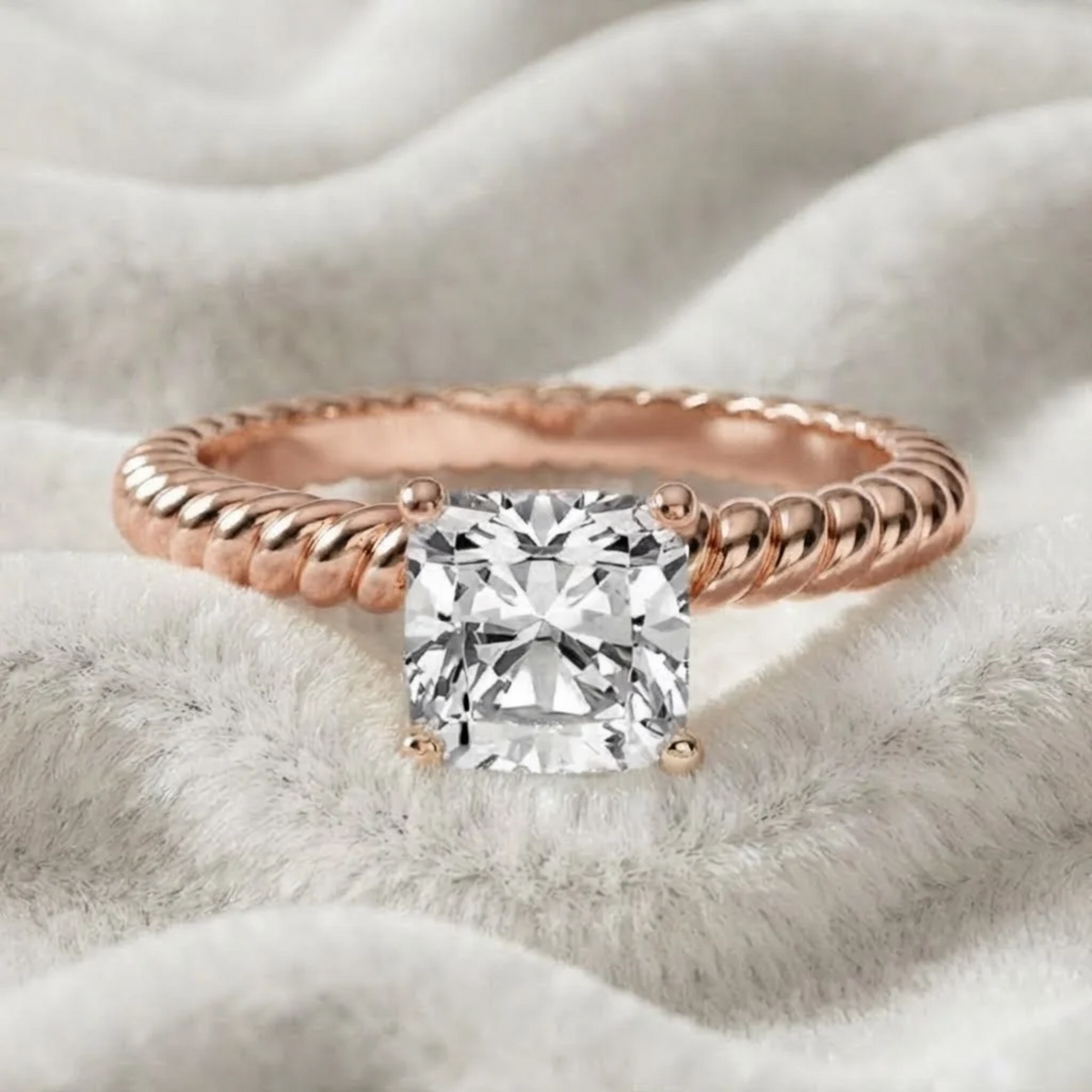 Unique Cushion Cut Diamond Engagement Ring