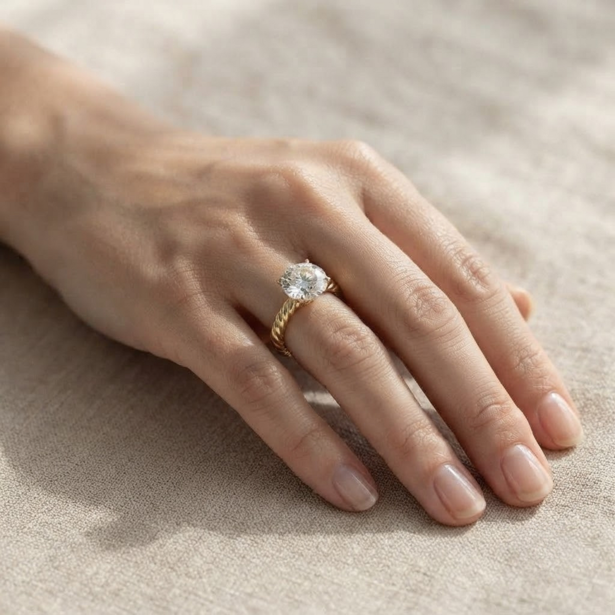 Lab Grown Twisted Band Unique Engagement Ring for Women