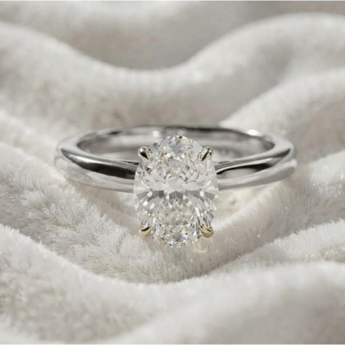 Oval Excellent Cut Lab Grown Diamond Solitaire Ring