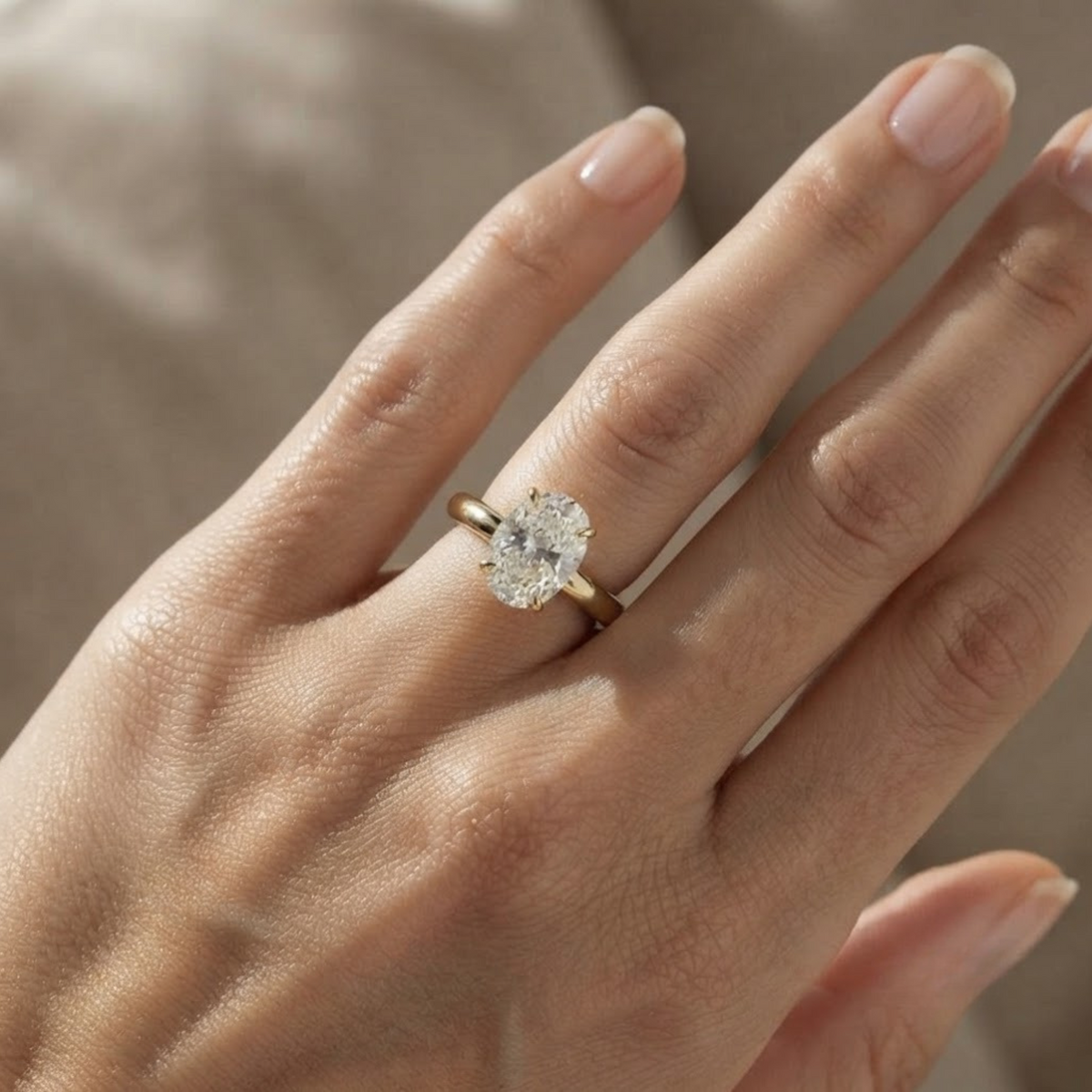 Oval Excellent Cut Lab Grown Diamond Solitaire Ring