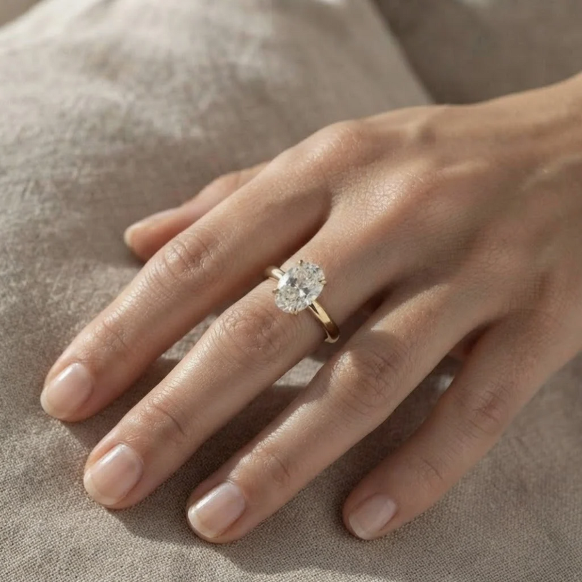 Oval Excellent Cut Lab Grown Diamond Solitaire Ring