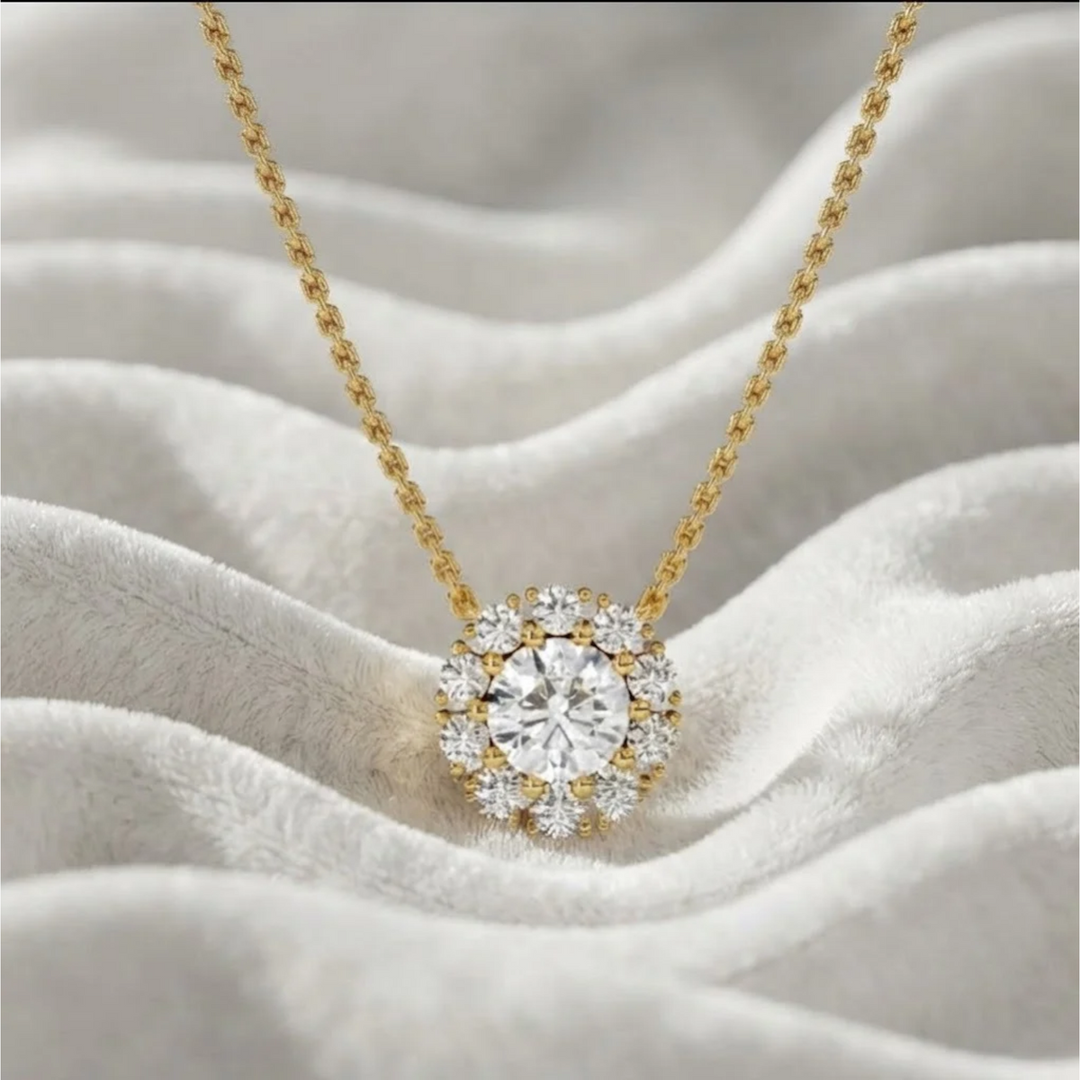 Lab Grown Diamond Halo Pendant Necklace