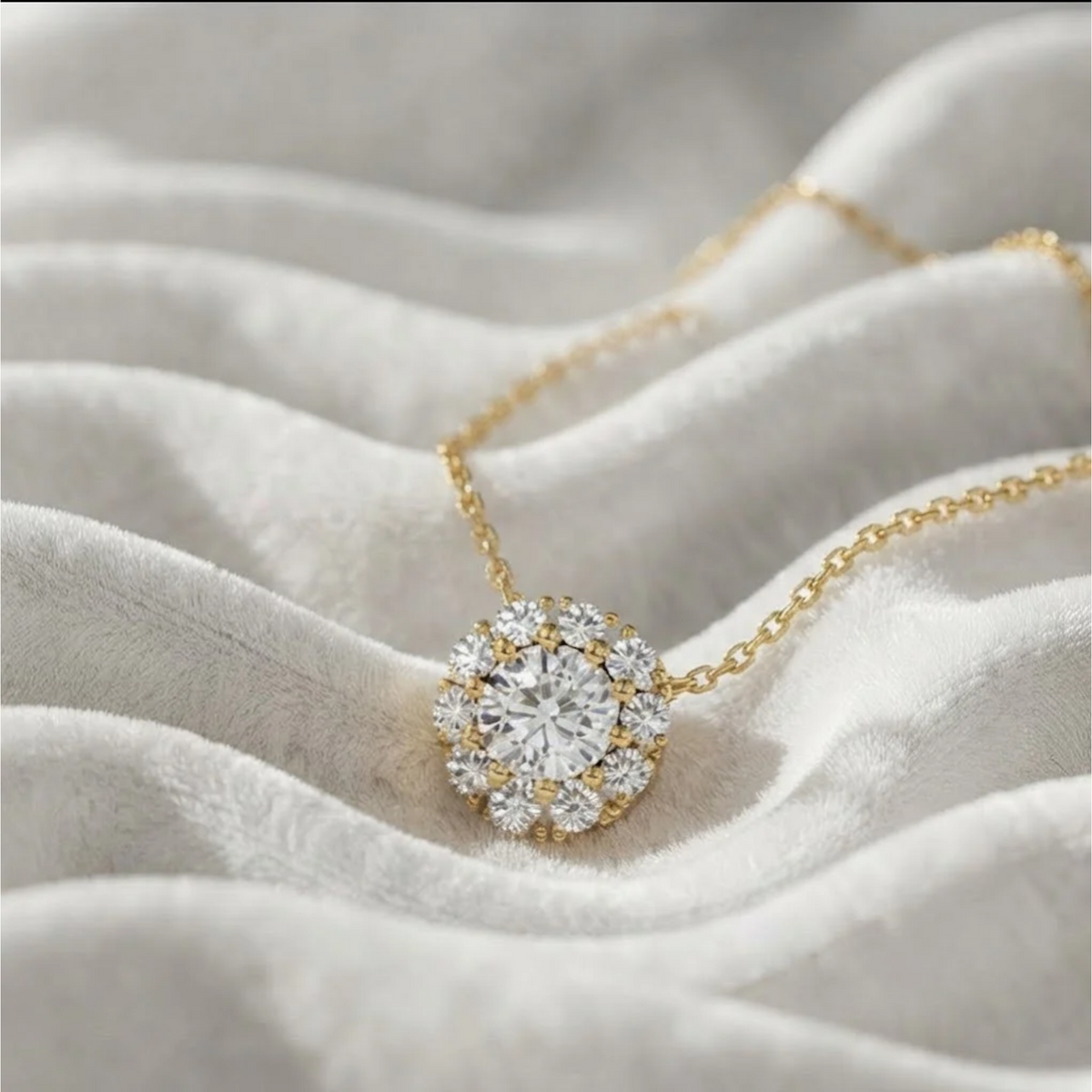 Lab Grown Diamond Halo Pendant Necklace