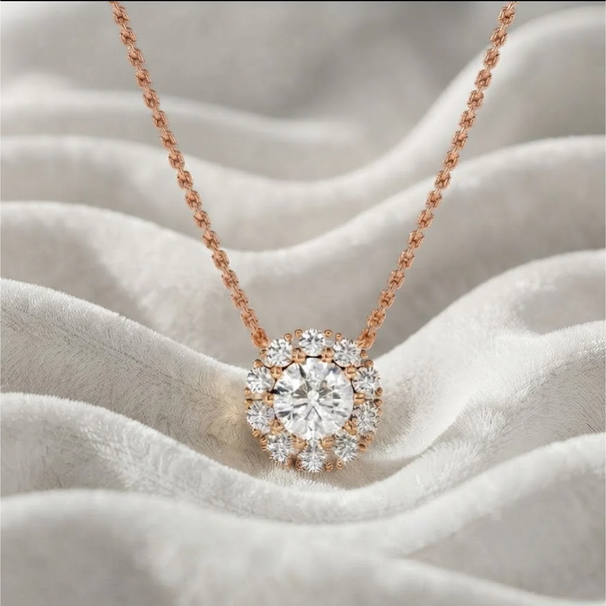 Lab Grown Diamond Halo Pendant Necklace
