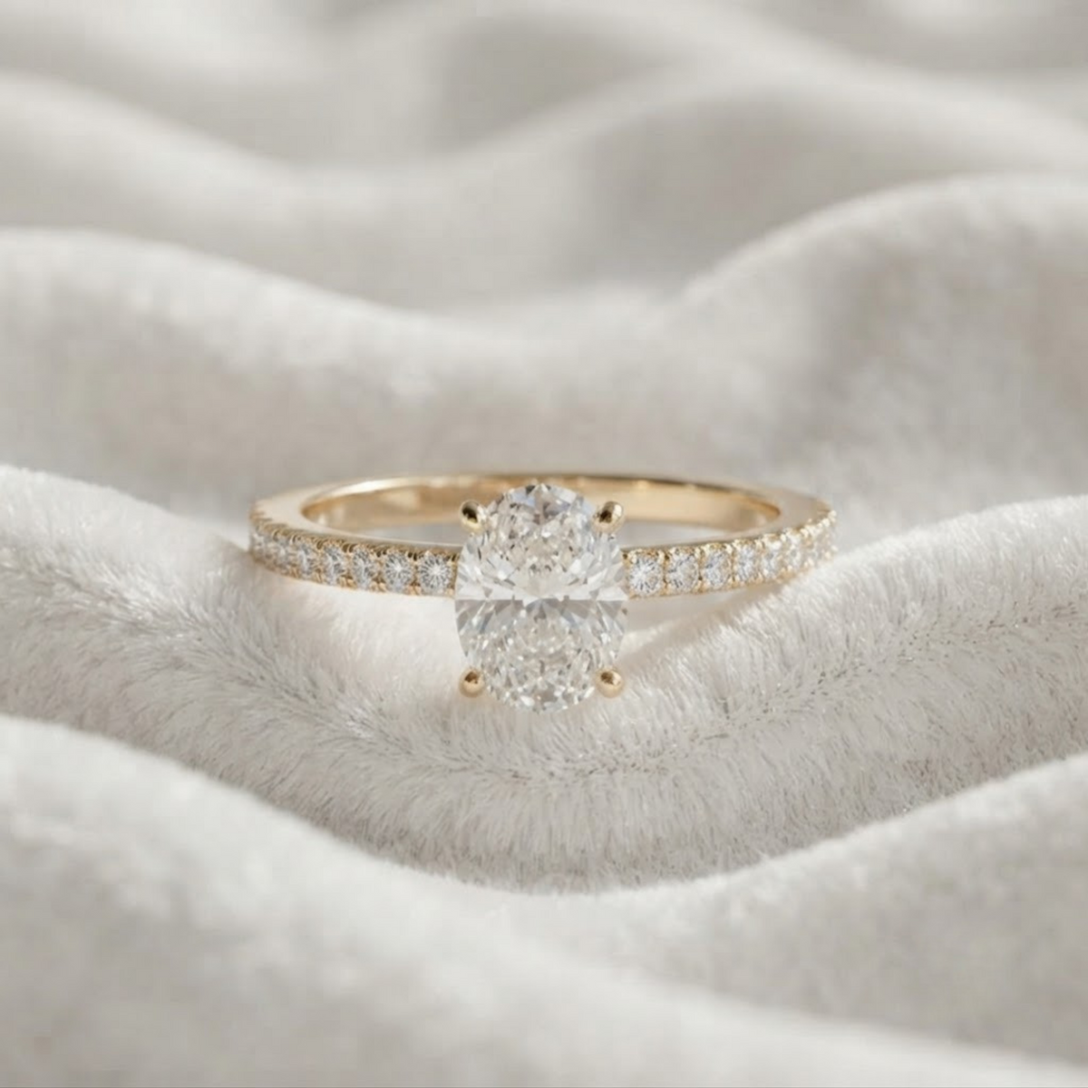 Halo and Pave Eternity Engagement Ring