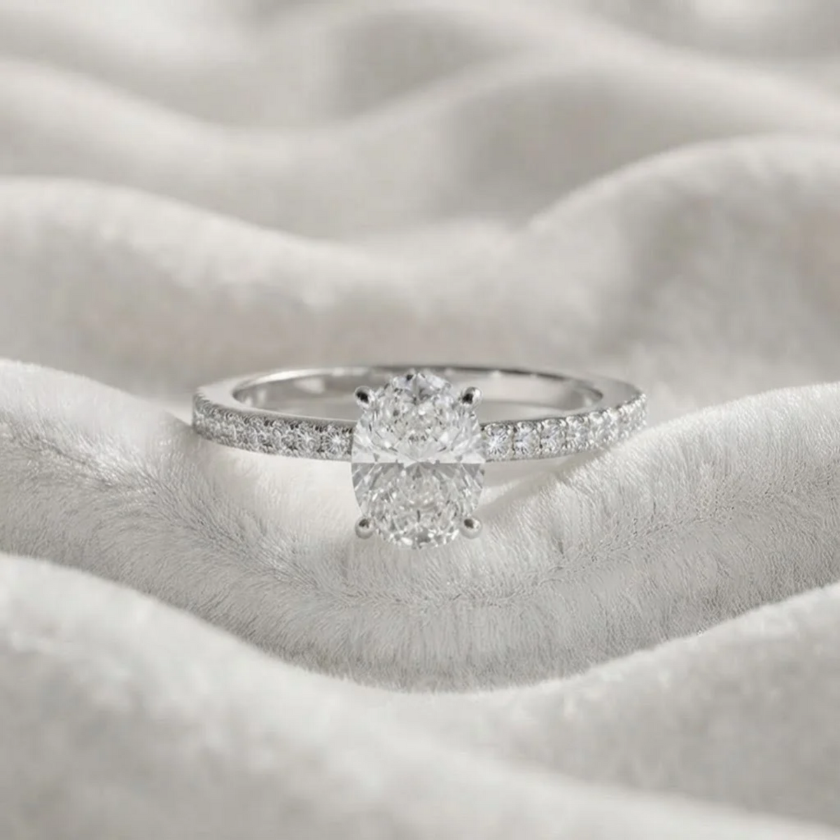Halo and Pave Eternity Engagement Ring