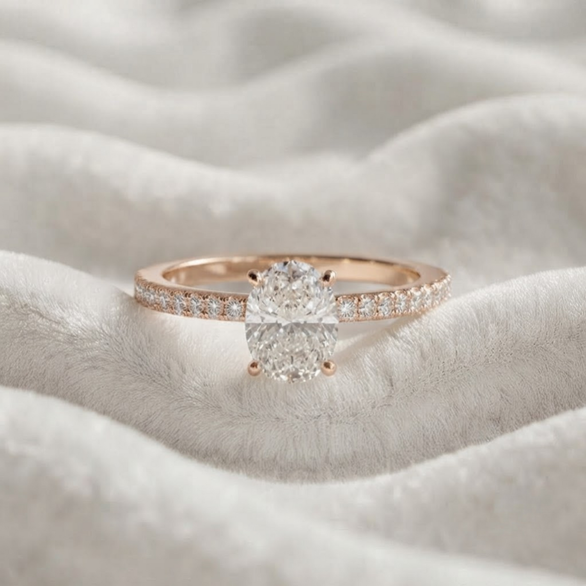 Halo and Pave Eternity Engagement Ring