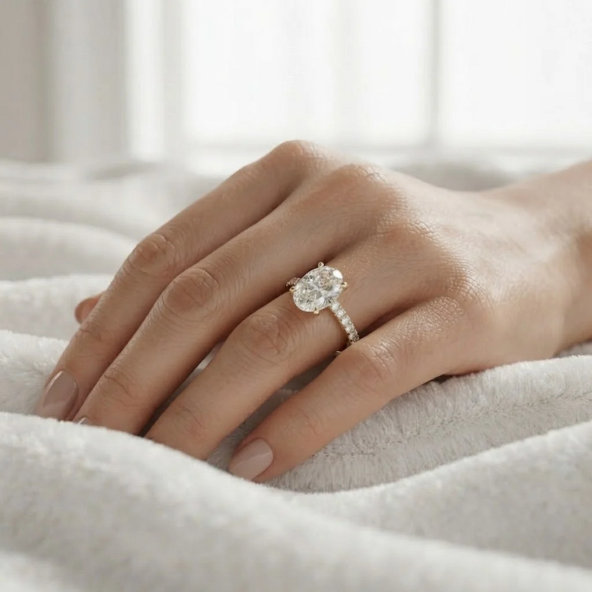 Halo and Pave Eternity Engagement Ring