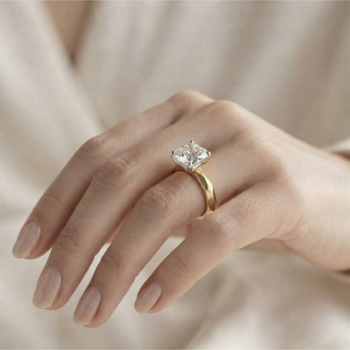 Cushion Cut Lab Grown Diamond Solitaire Ring
