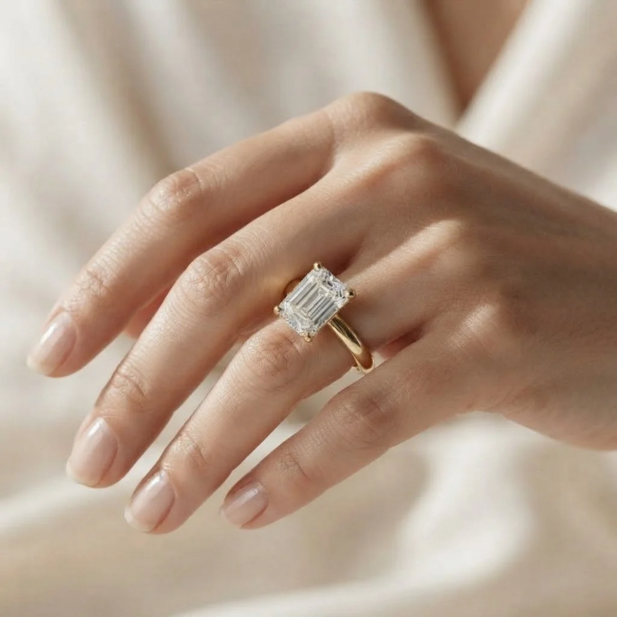 Lab Grown Emerald Cut Diamond Ring