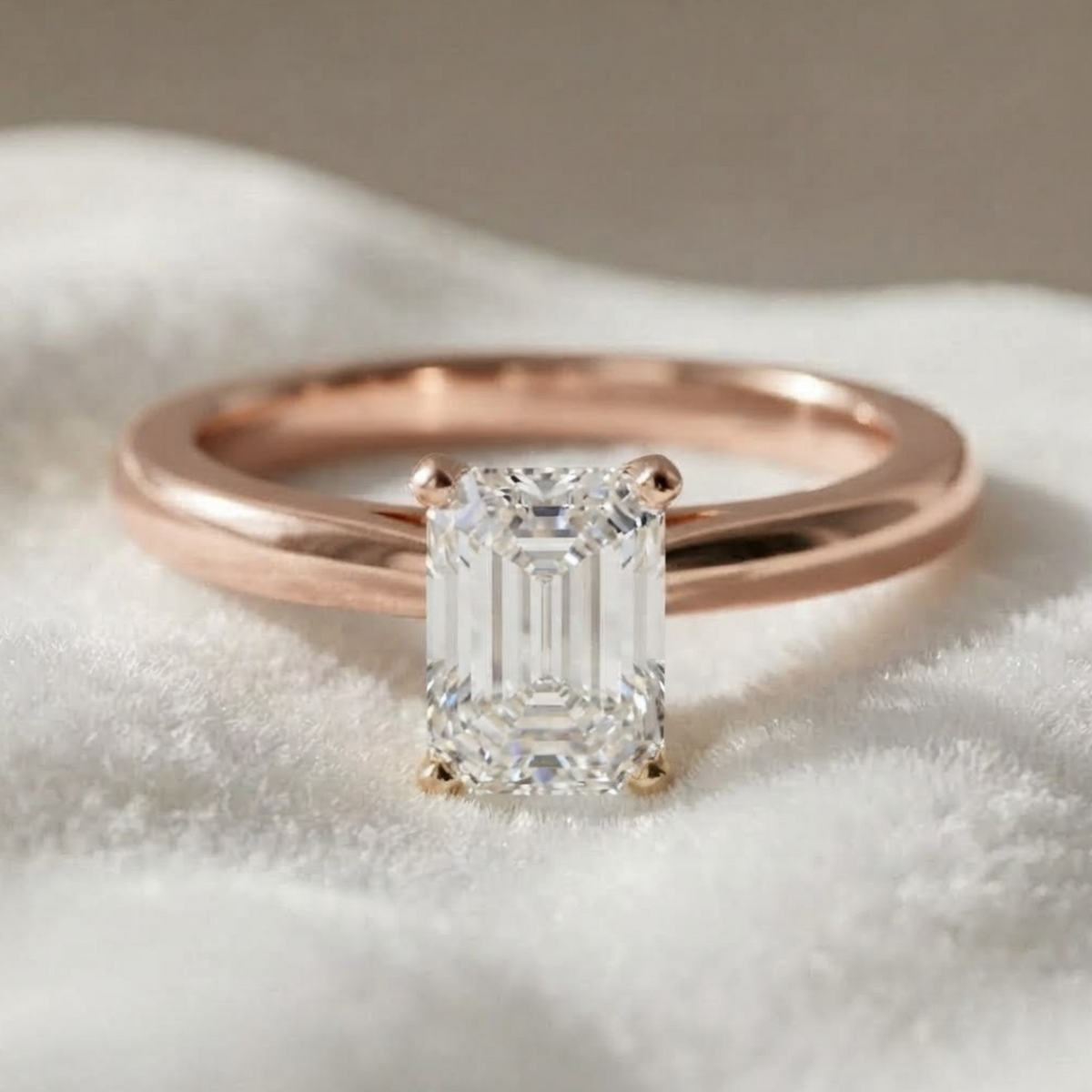 Lab Grown Emerald Cut Diamond Ring