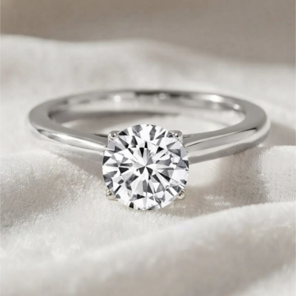 Tulip Lotus Prong Round Lab Grown Diamond Ring