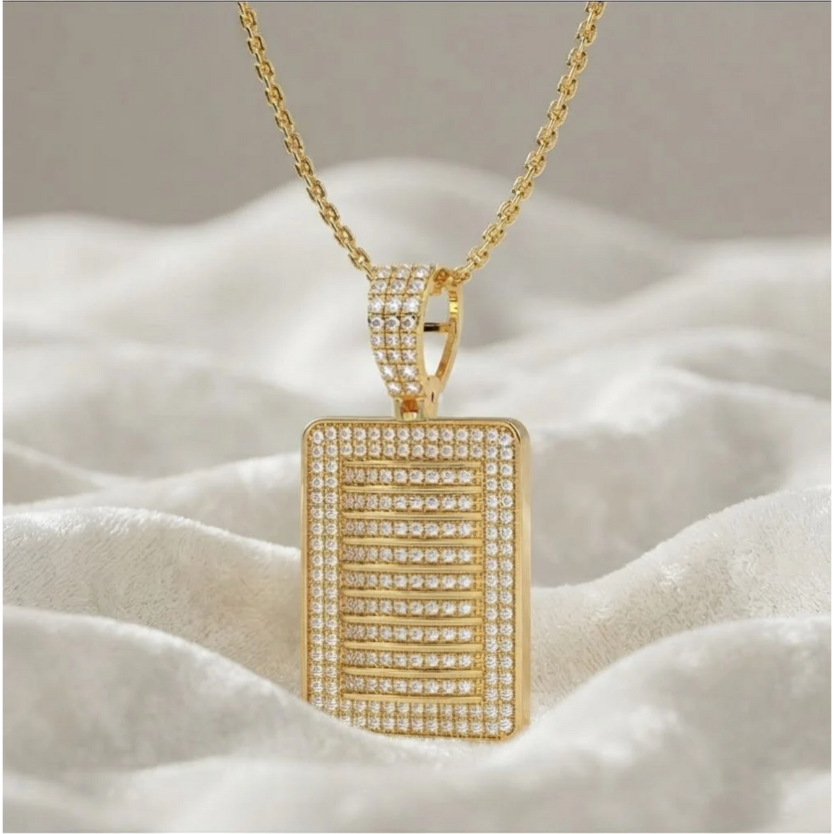 Iced Out Dog Tag Pendant VS Lab Grown Diamond