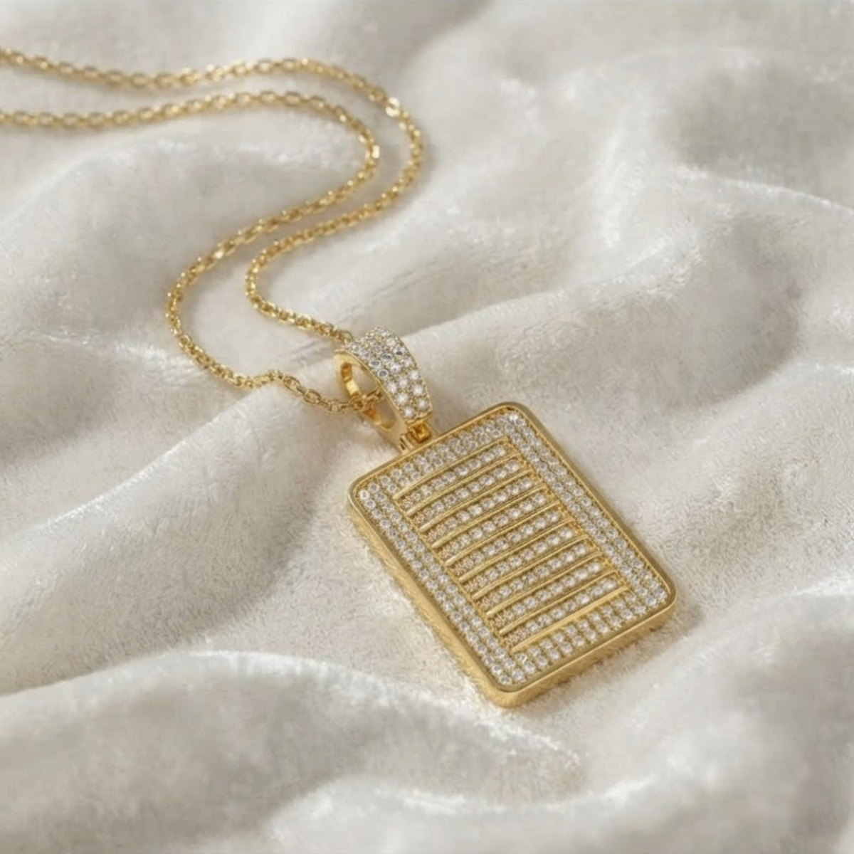 Iced Out Dog Tag Pendant VS Lab Grown Diamond