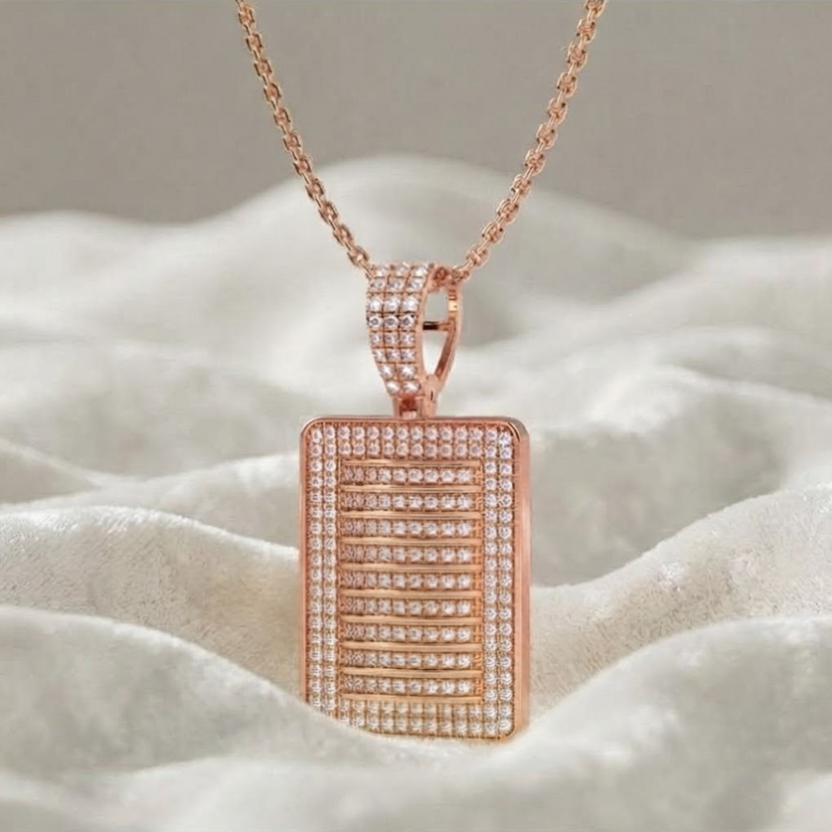 Iced Out Dog Tag Pendant VS Lab Grown Diamond