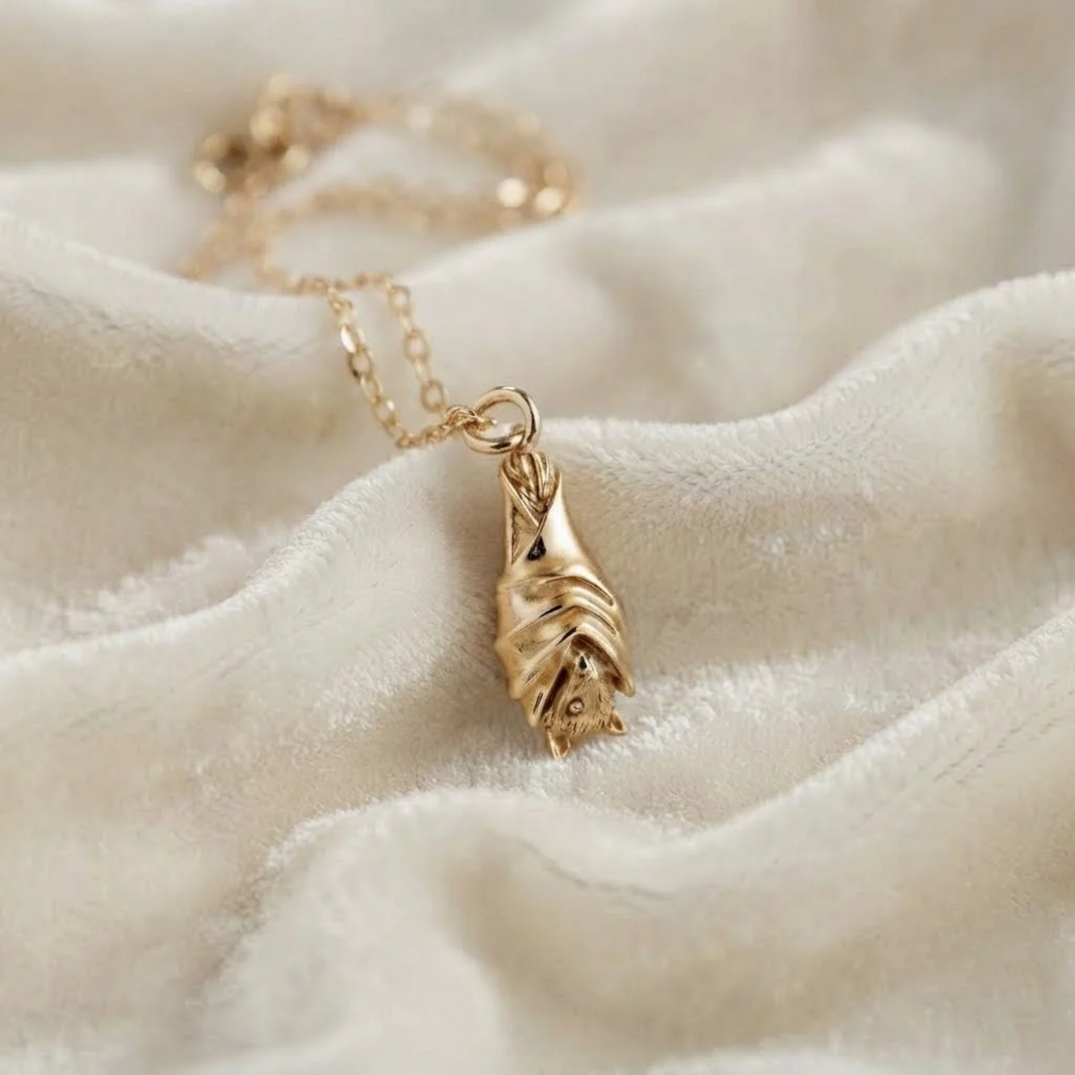 Folded Bat Pendant Necklace