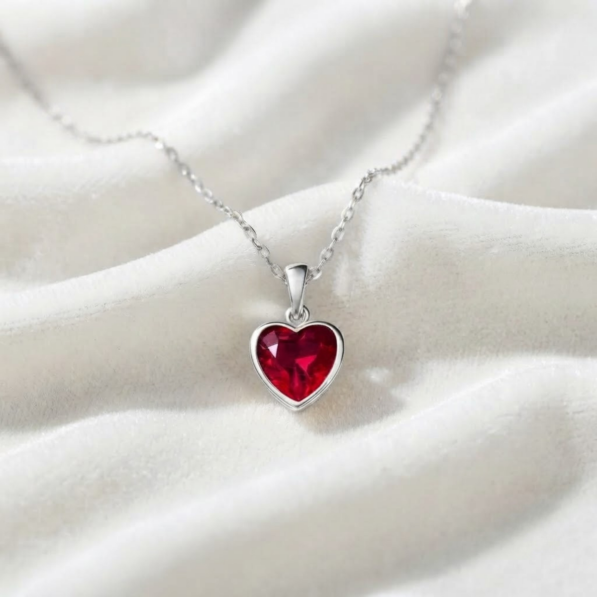 Ruby Heart Pendant with Solid Gold
