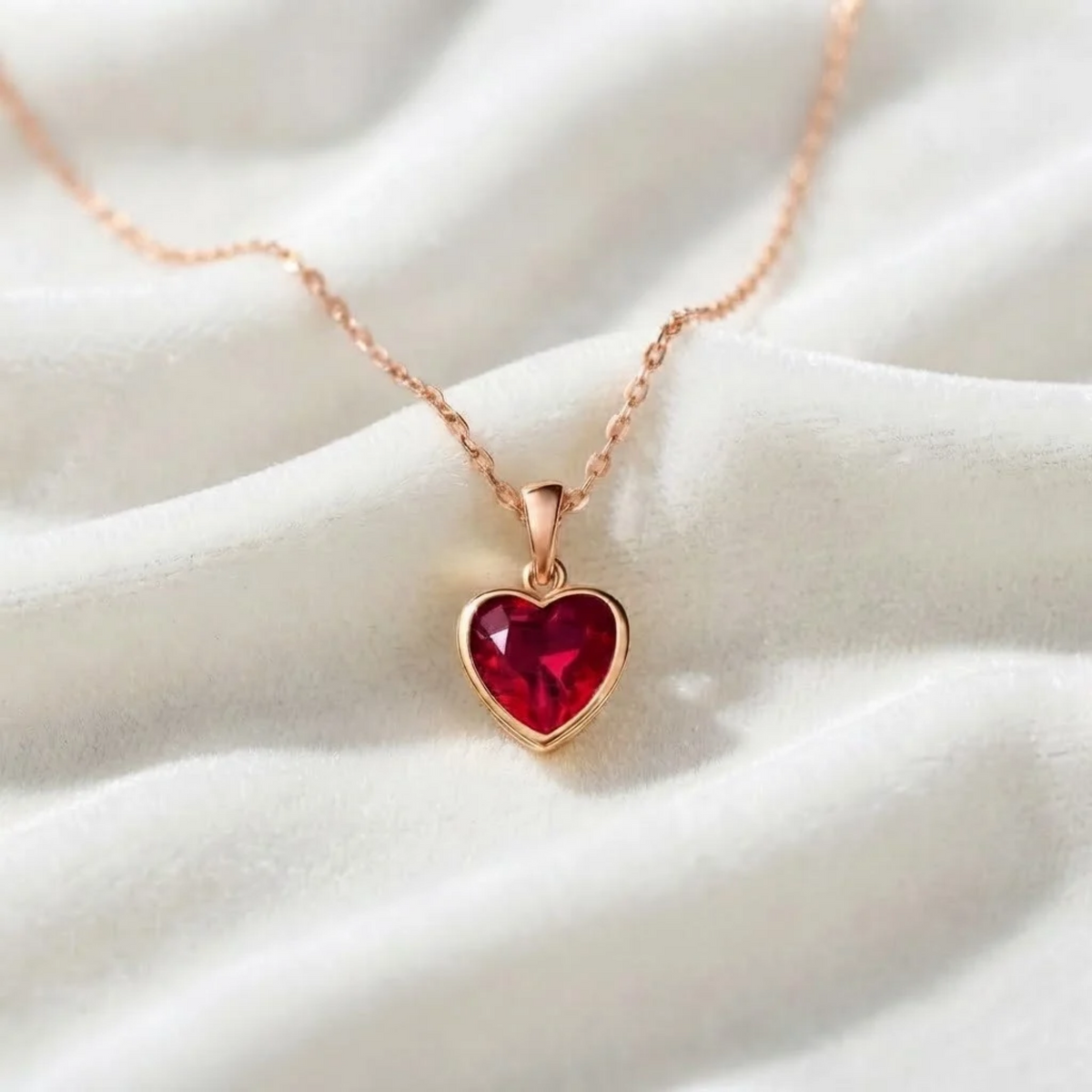 Ruby Heart Pendant with Solid Gold