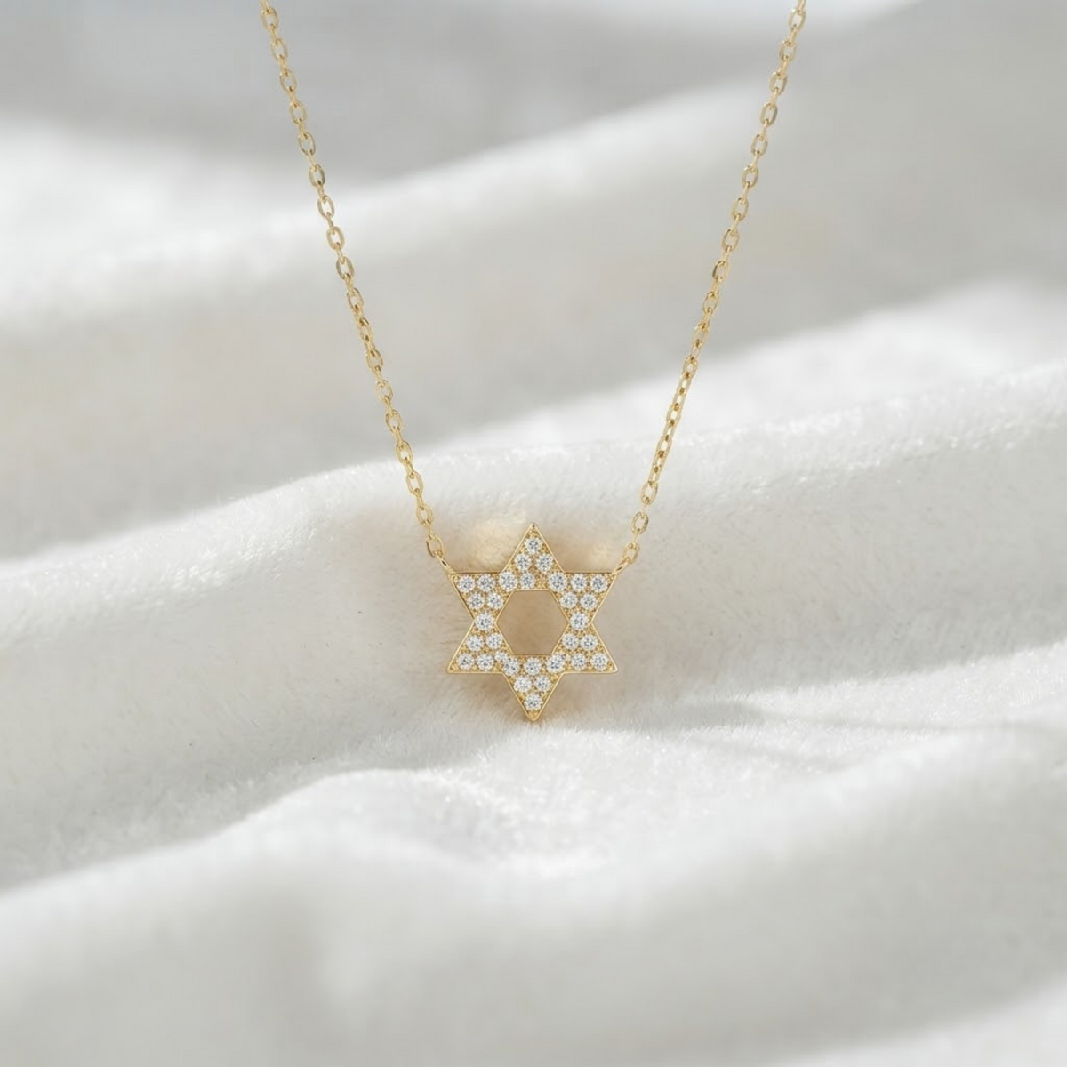Open Star of David Diamond Necklace