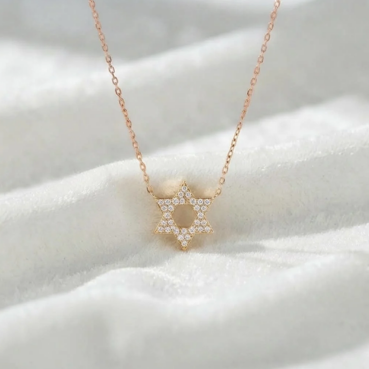 Open Star of David Diamond Necklace