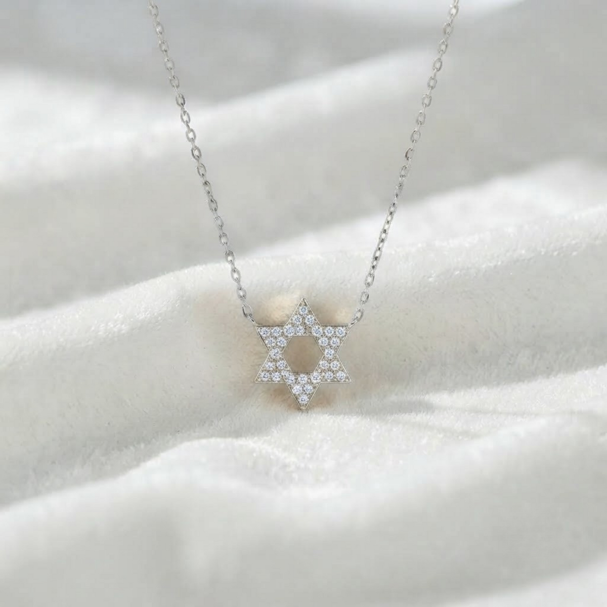 Open Star of David Diamond Necklace