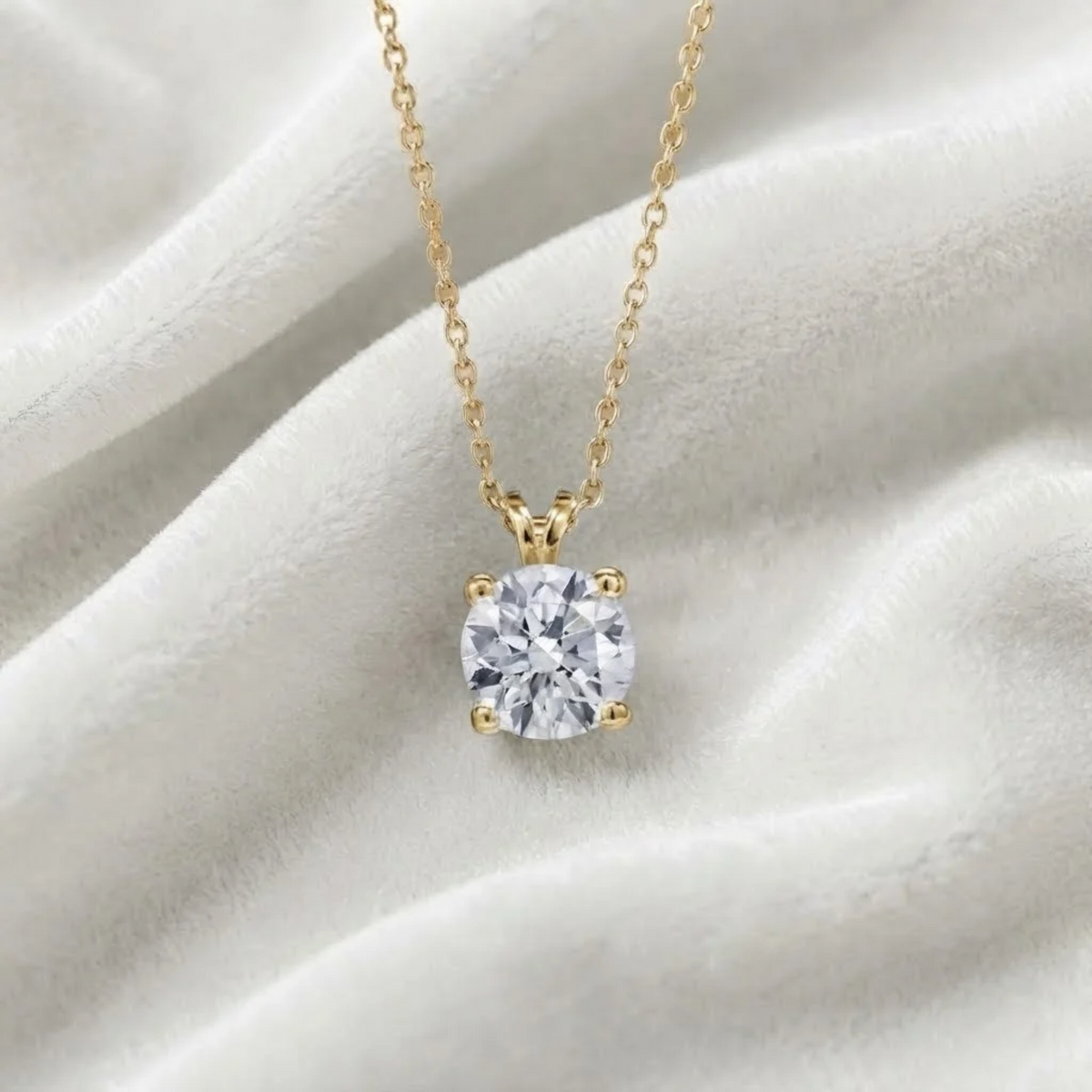 Round Brilliant Ideal Cut Diamond Solitaire Pendant