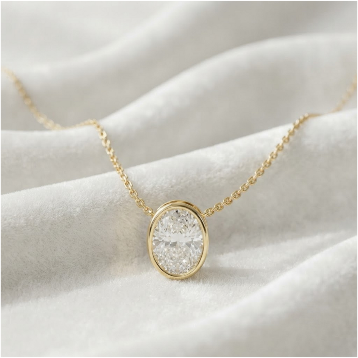 Lab Grown Diamond Solitaire Bezel Set Diamond Gold Pendant