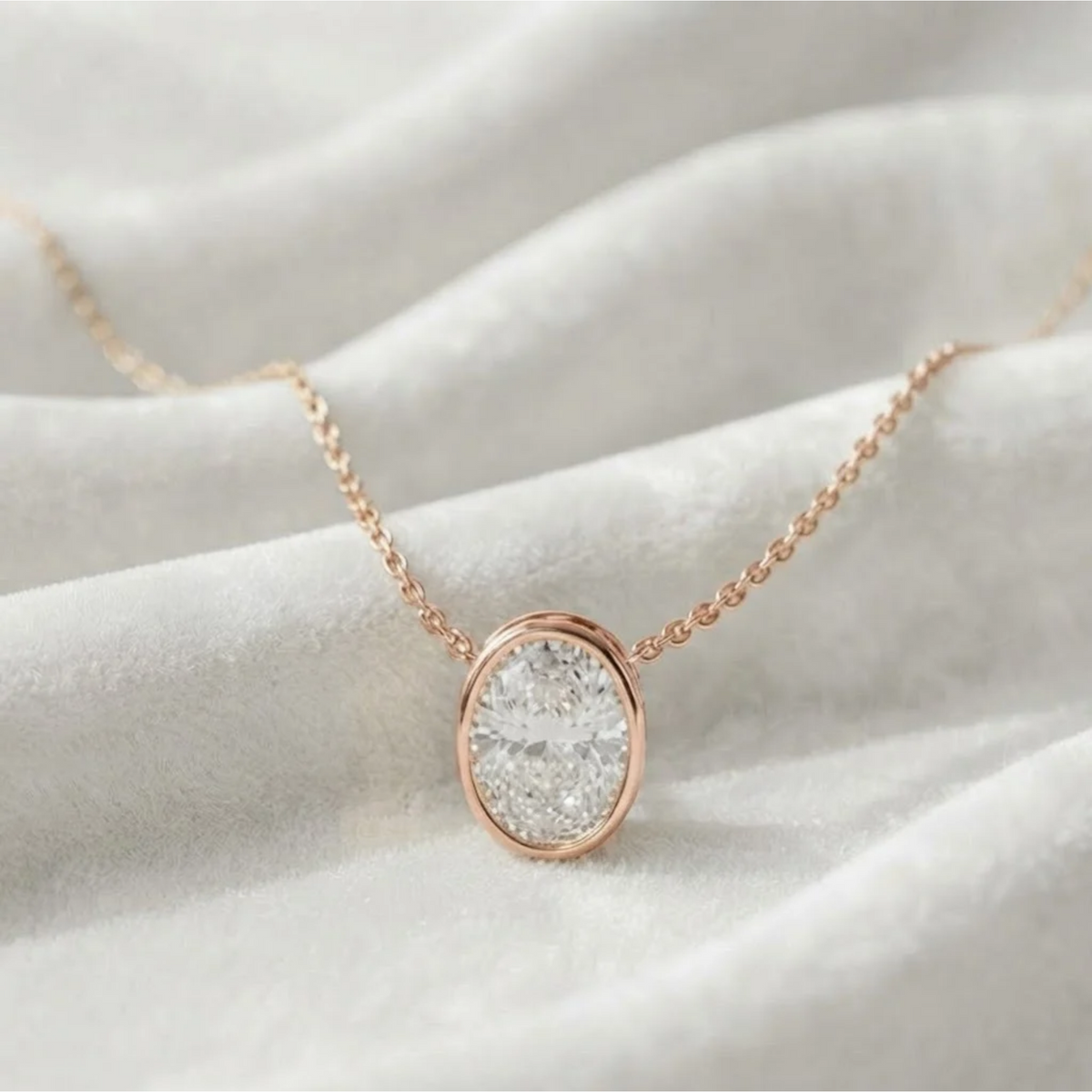 Lab Grown Diamond Solitaire Bezel Set Diamond Gold Pendant