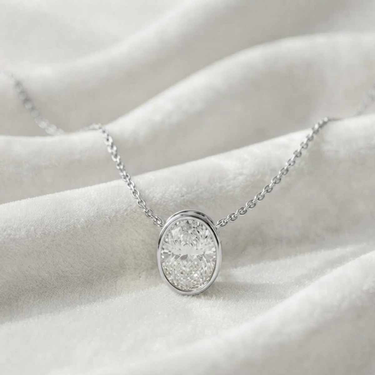 Lab Grown Diamond Solitaire Bezel Set Diamond Gold Pendant