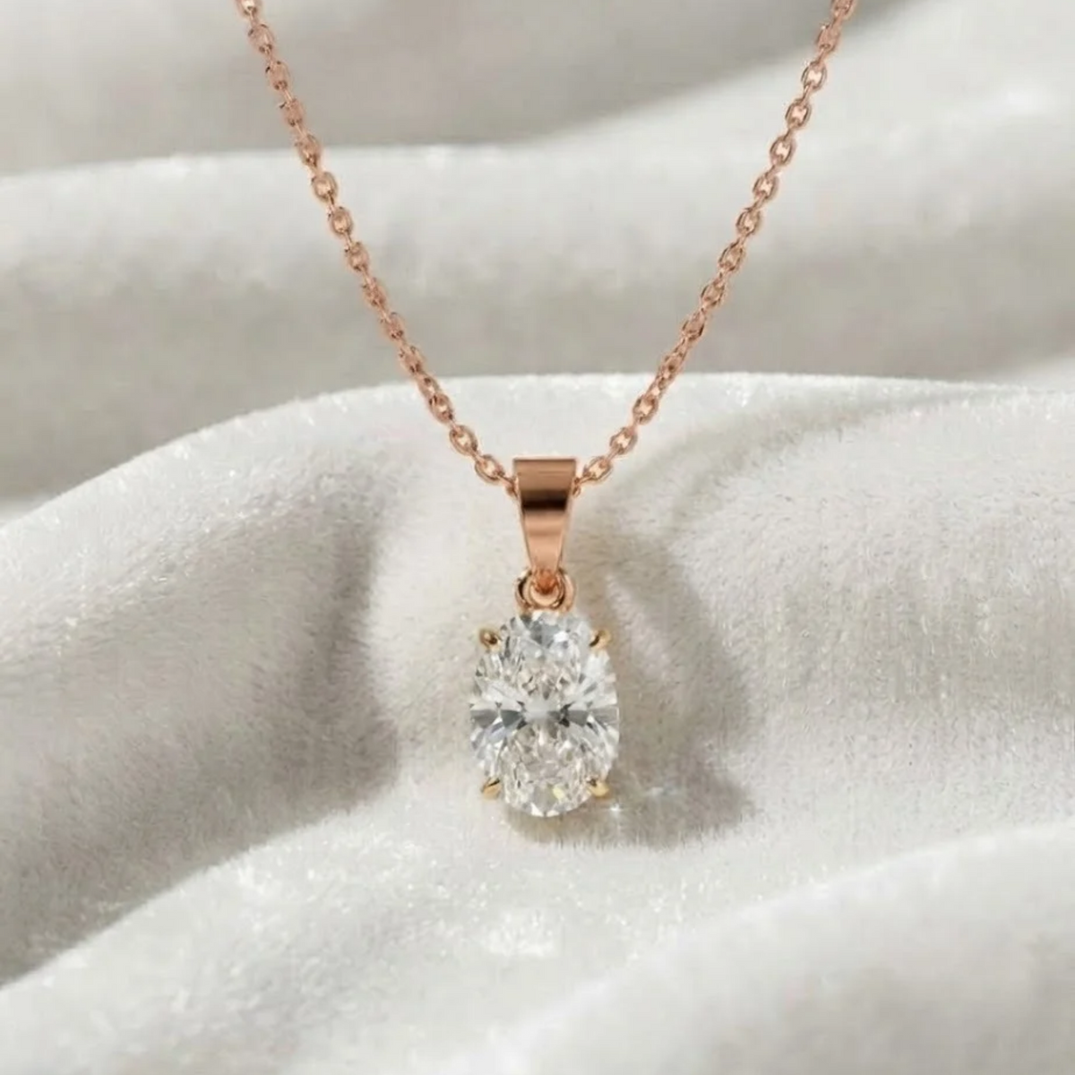 Oval Cut Diamond Solitaire Pendant