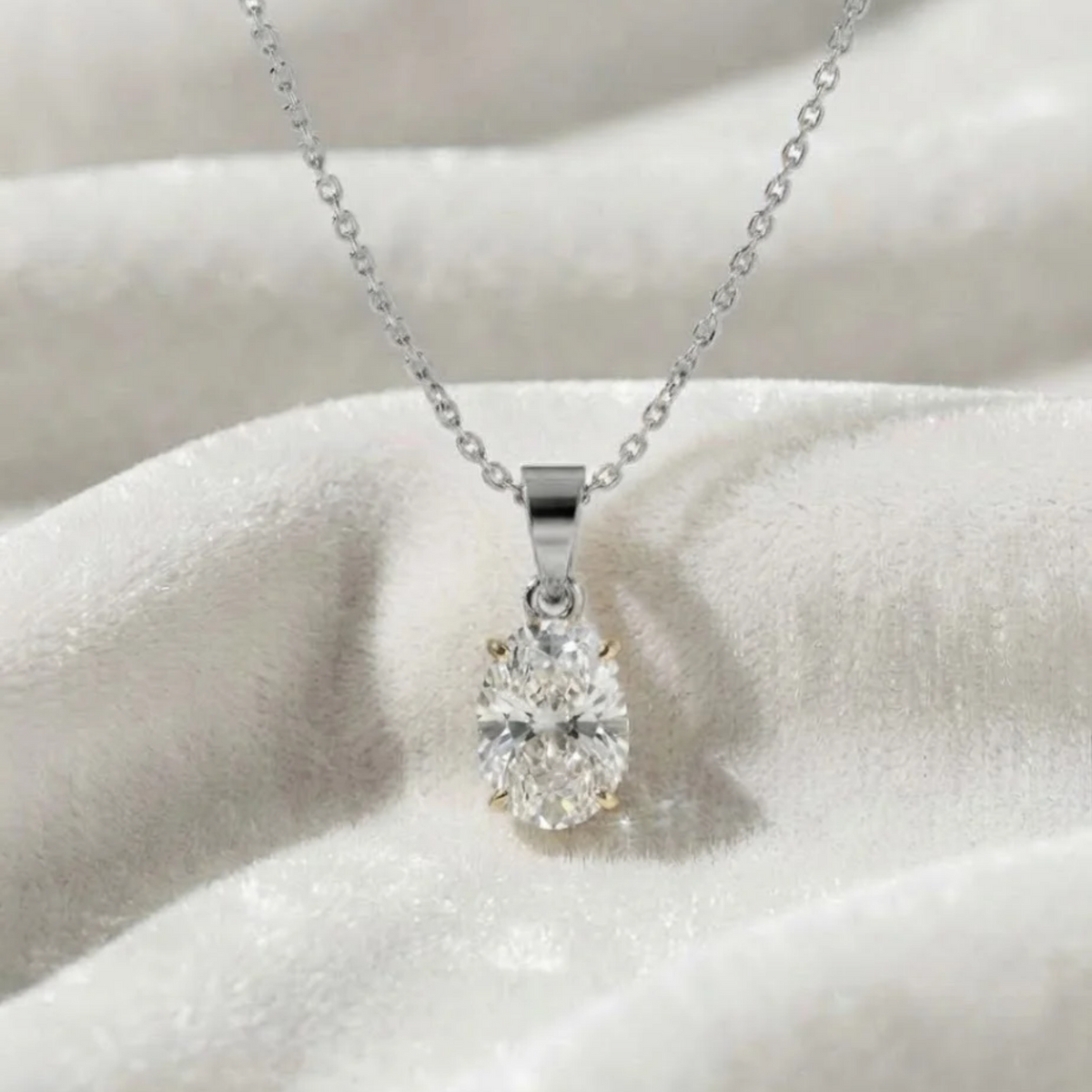 Oval Cut Diamond Solitaire Pendant