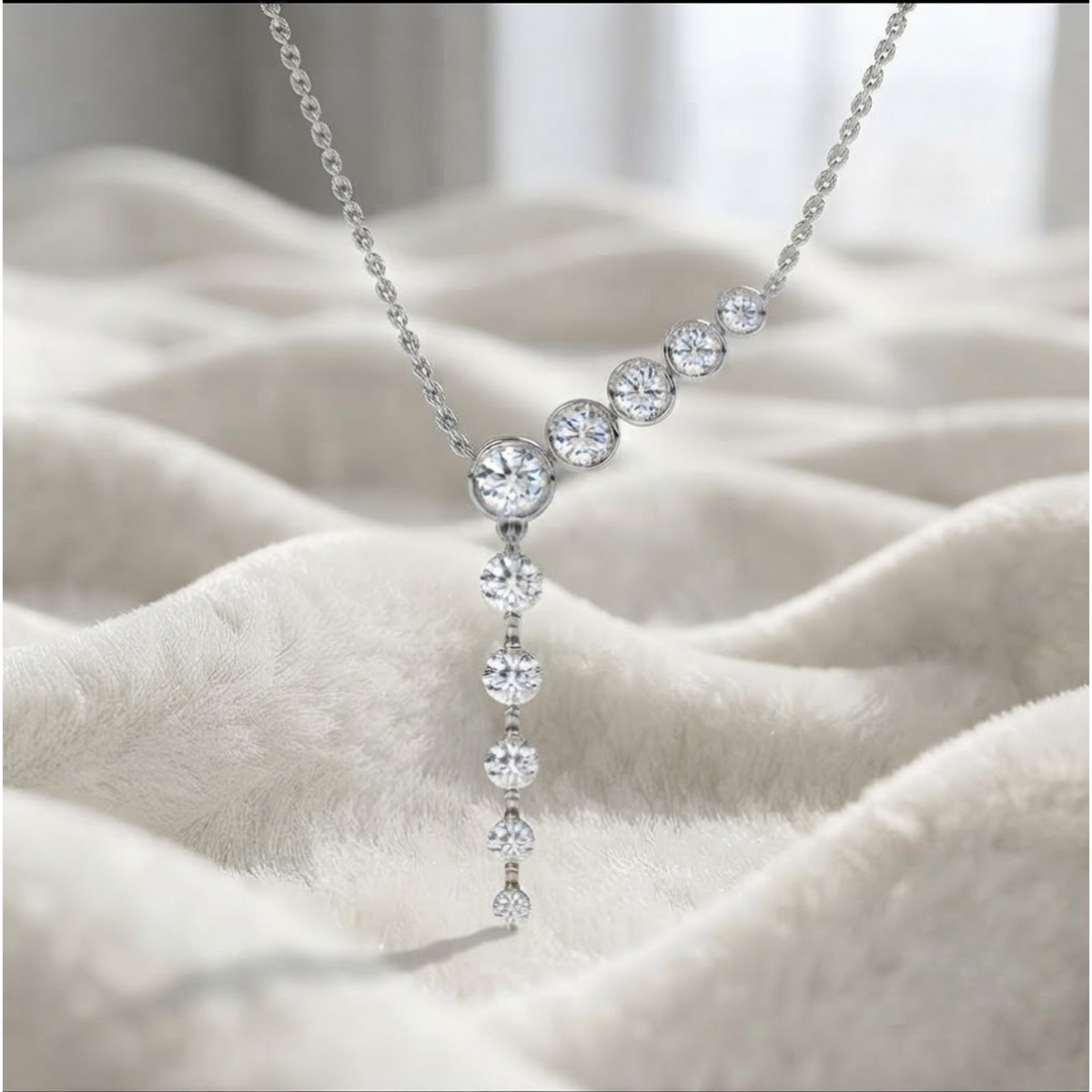 White Gold Finish with Drop Solitaire Lab Grown Diamond