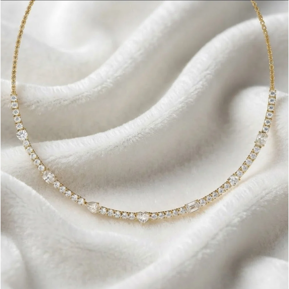 Lab Grown Abstract Diamond Tennis Necklace