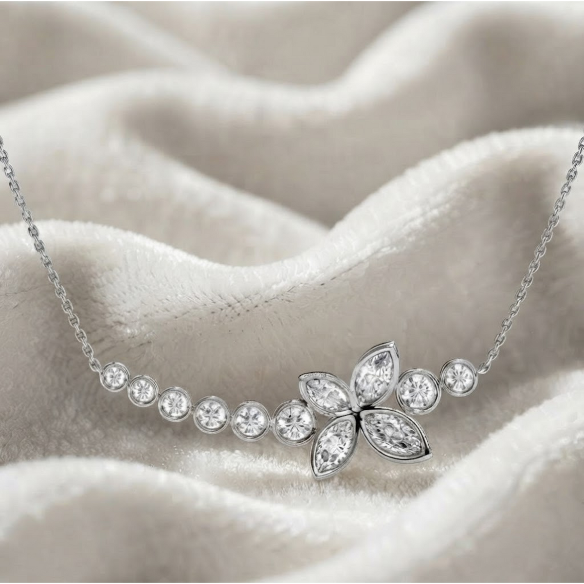 Beautiful Marquise & Round Cut Wedding Pendant Necklace