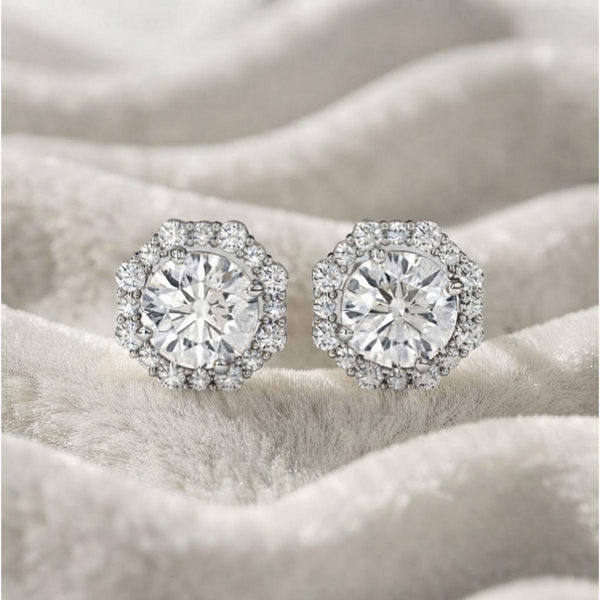 Lab Grown Diamond Halo Earrings