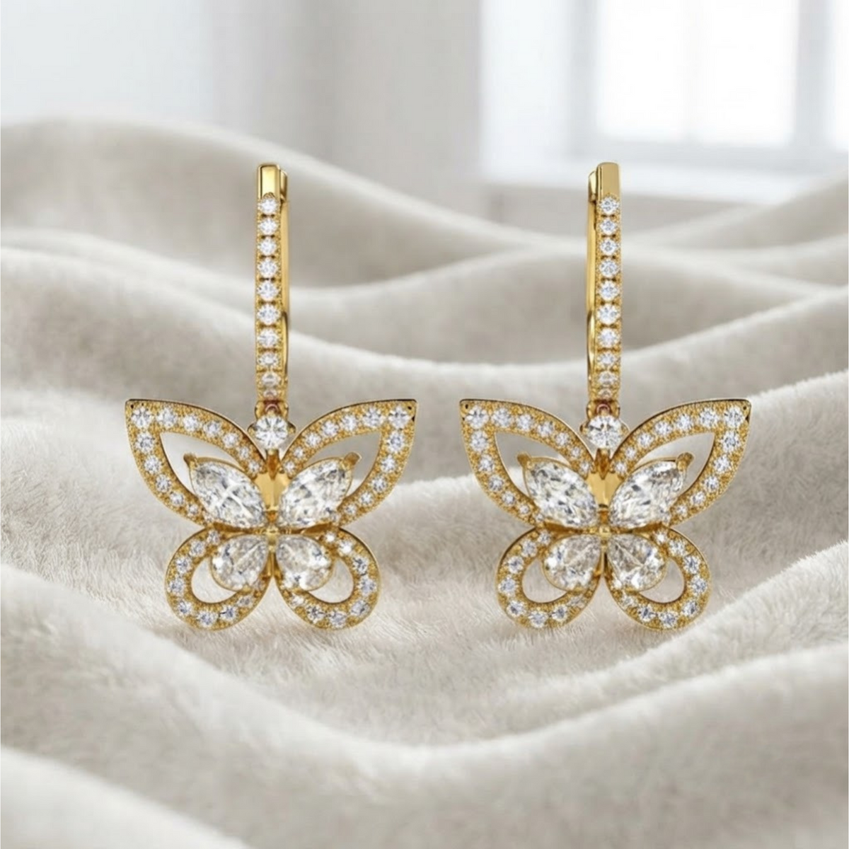 Butterfly Inspire Ohrstecker 14K Gold Laborgezüchtete Diamantohrstecker