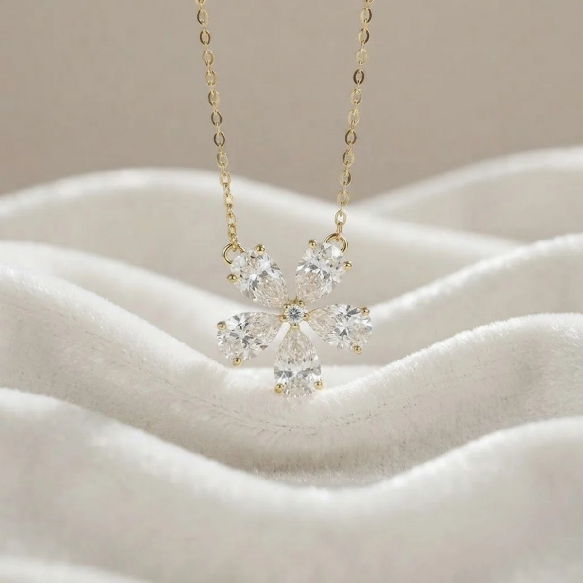 Pear Shape Lab Grown Diamond Flower Shape Pendant