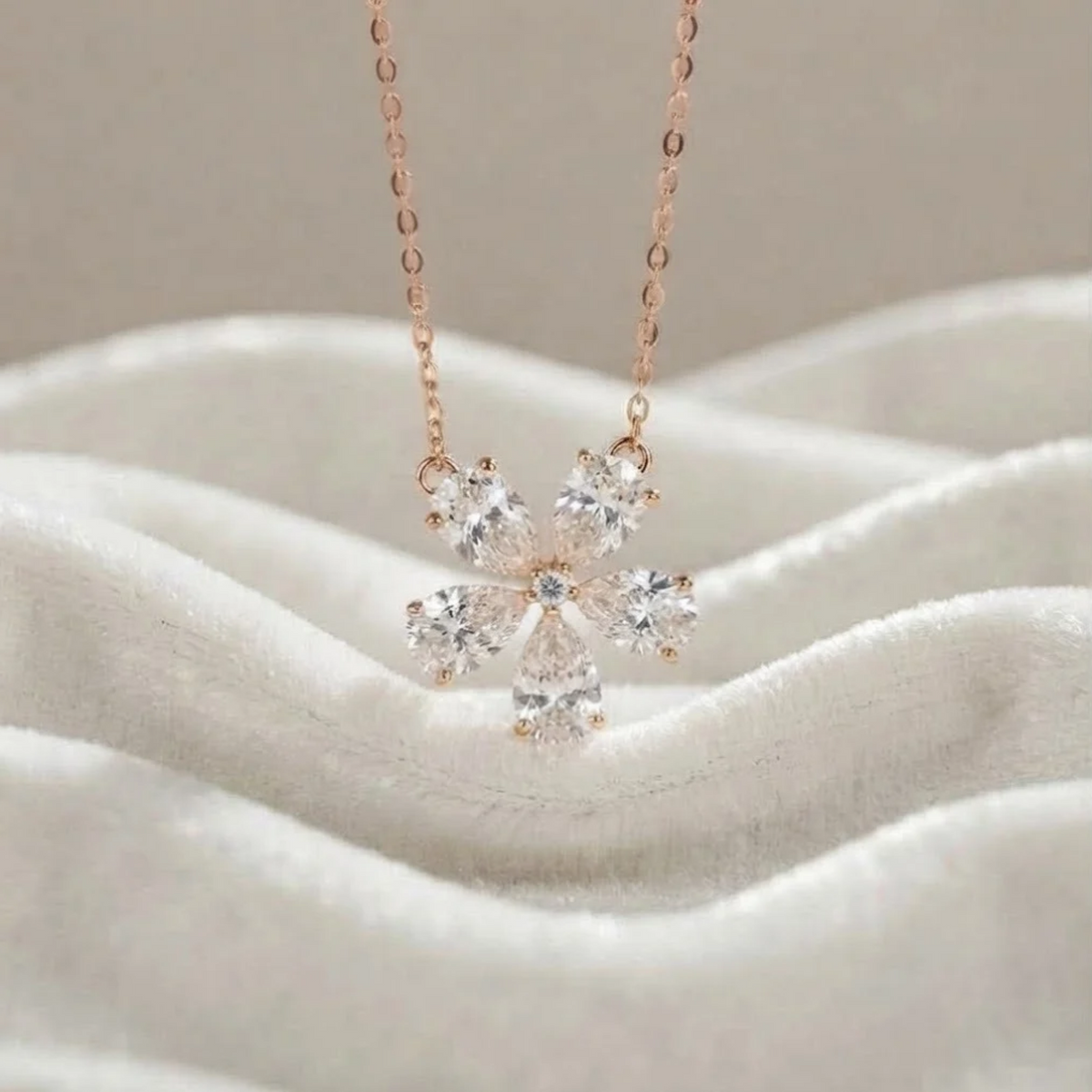Pear Shape Lab Grown Diamond Flower Shape Pendant