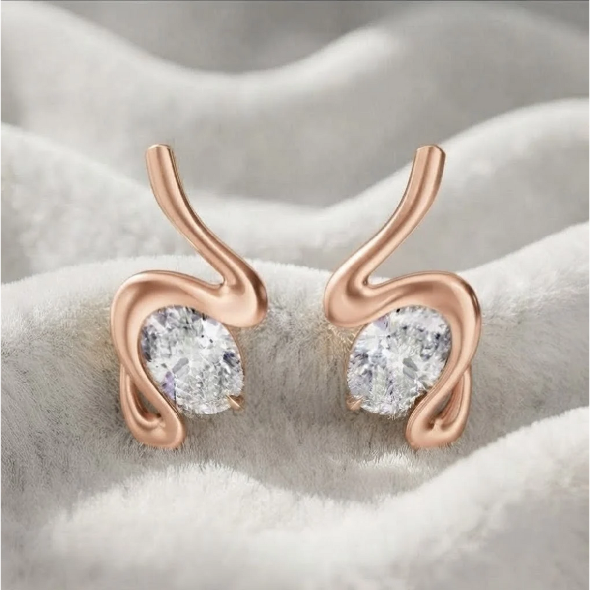 Oval Studs Round Earrings Diamond Earrings