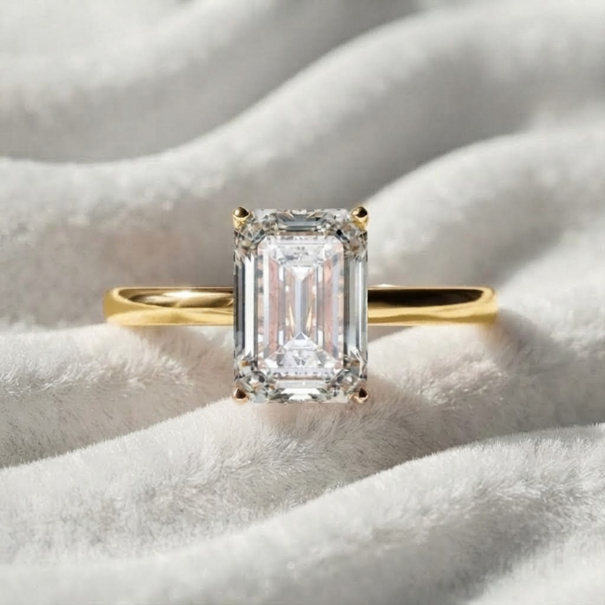Emerald Cut Diamond Solitaire Engagement Ring