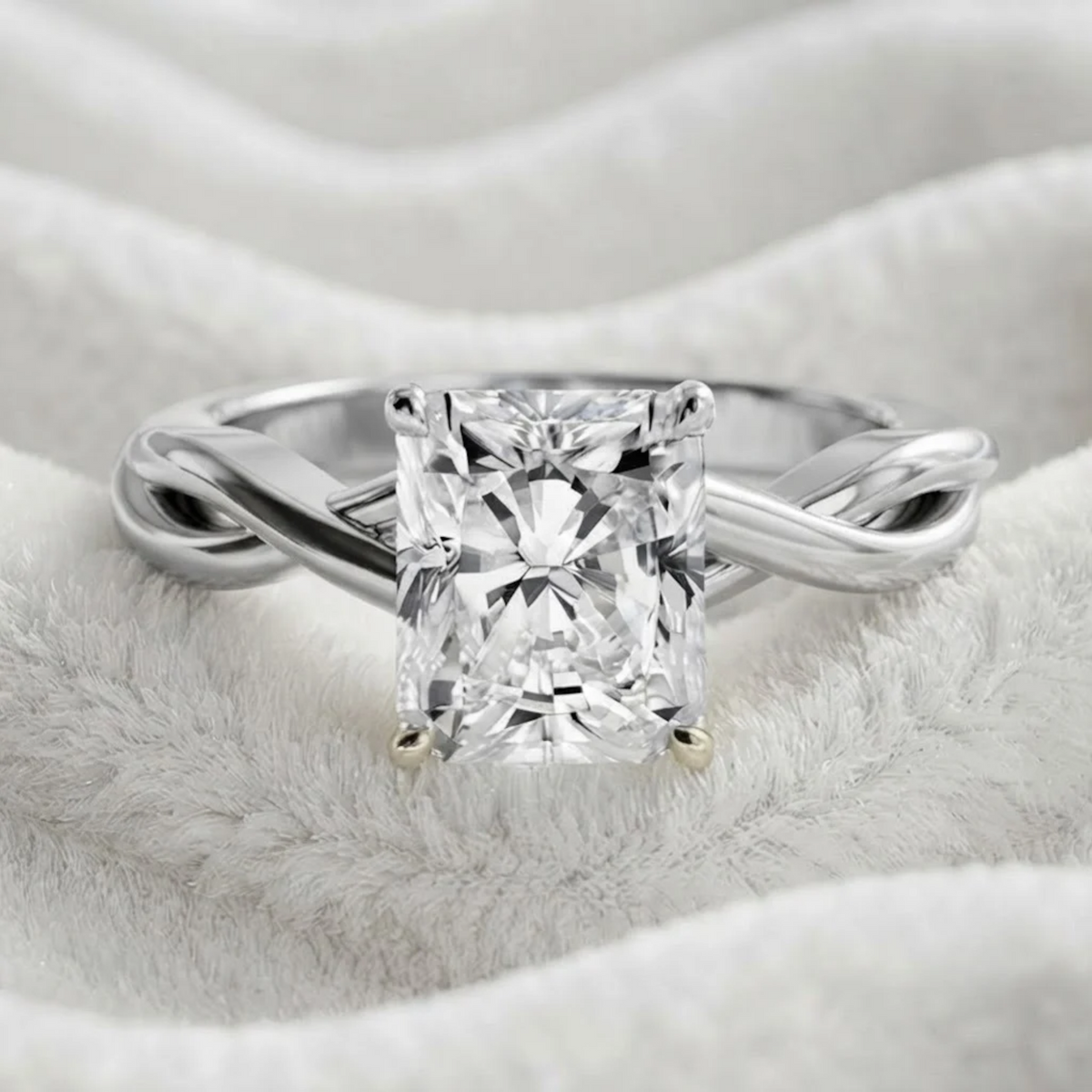 IGI Certified Radiant Cut Lab Grown Diamond Wedding Ring