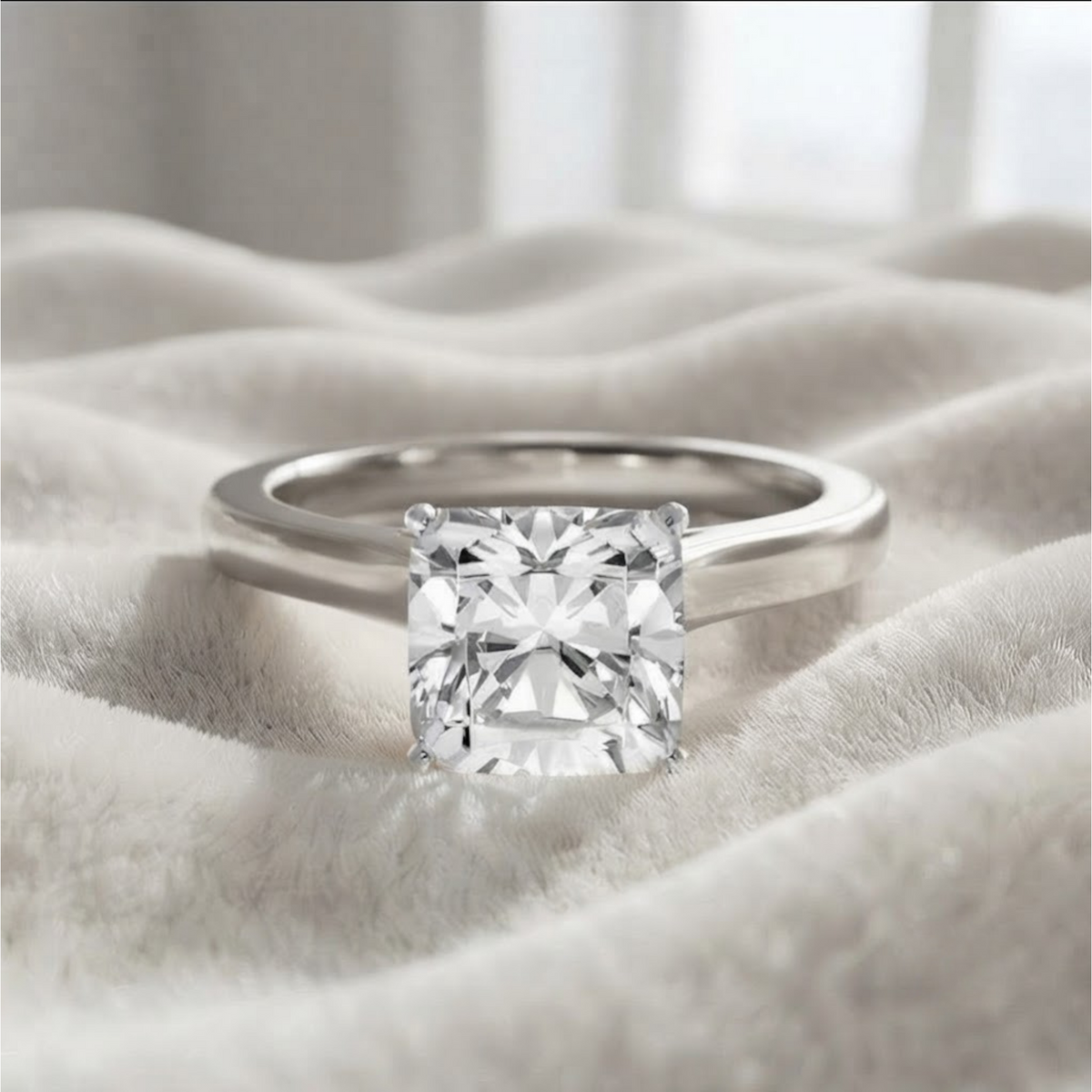 Cushion Lab Grown Diamond Solitaire Ring