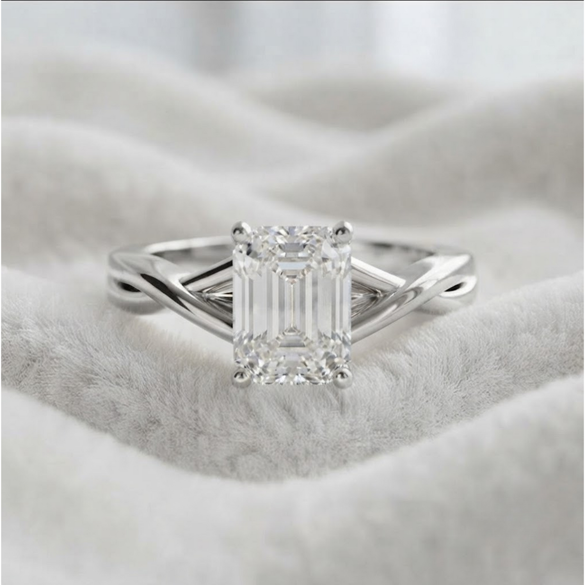 Lab Grown Diamond Emerald Engagement Ring