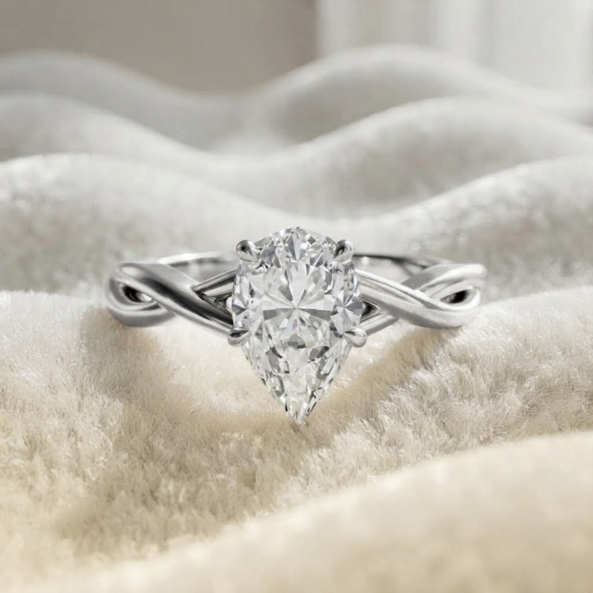 Pear Shape Lab Grown Diamond Engagement Ring